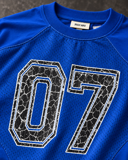 Varsity 07 Royal Blue – Mesh Detail Oversized T-Shirt