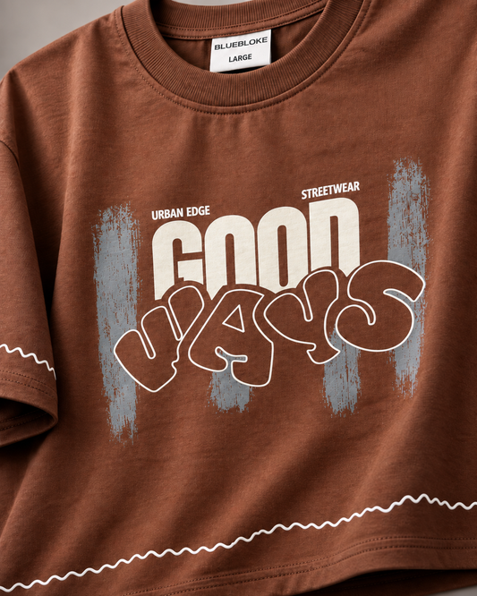 Good Vibes Cocoa Brown – Graphic Oversized T-Shirt