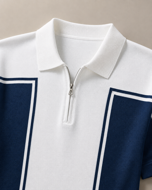 Premium segmented blue polo