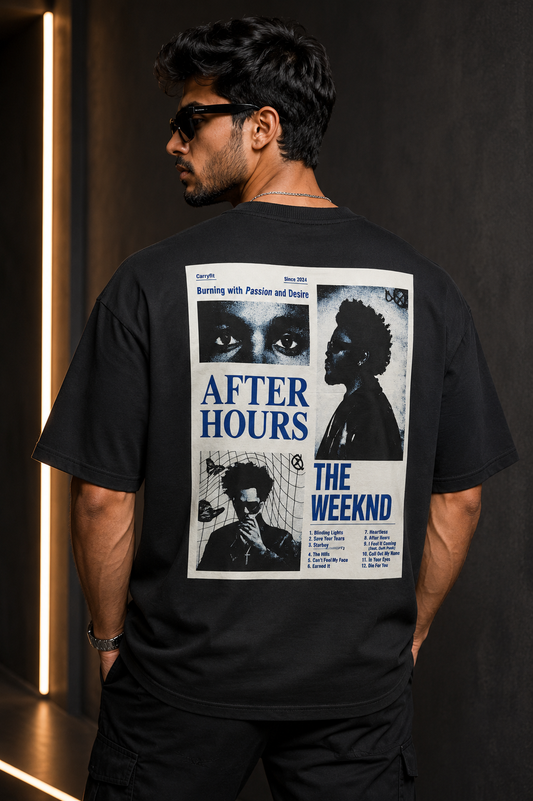 After hours weekend black tee