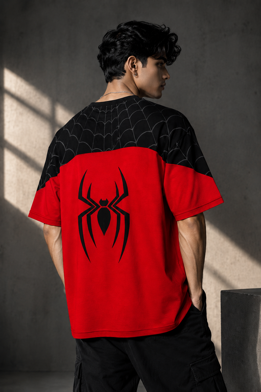 Spider Suit Protocol Black – All-Over Graphic Oversized T-Shirt