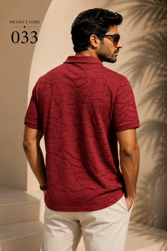 Signature Polo – Garnet Texture