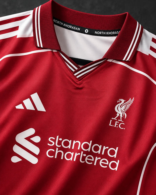 Liverpool Home Red football jersey – collar and front detail
