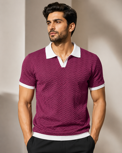 Signature Polo – Merlot Chevron