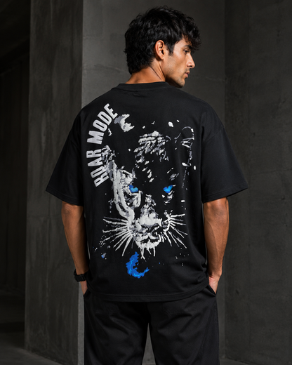 Panther Mode – Back Graphic Black Oversized T-Shirt