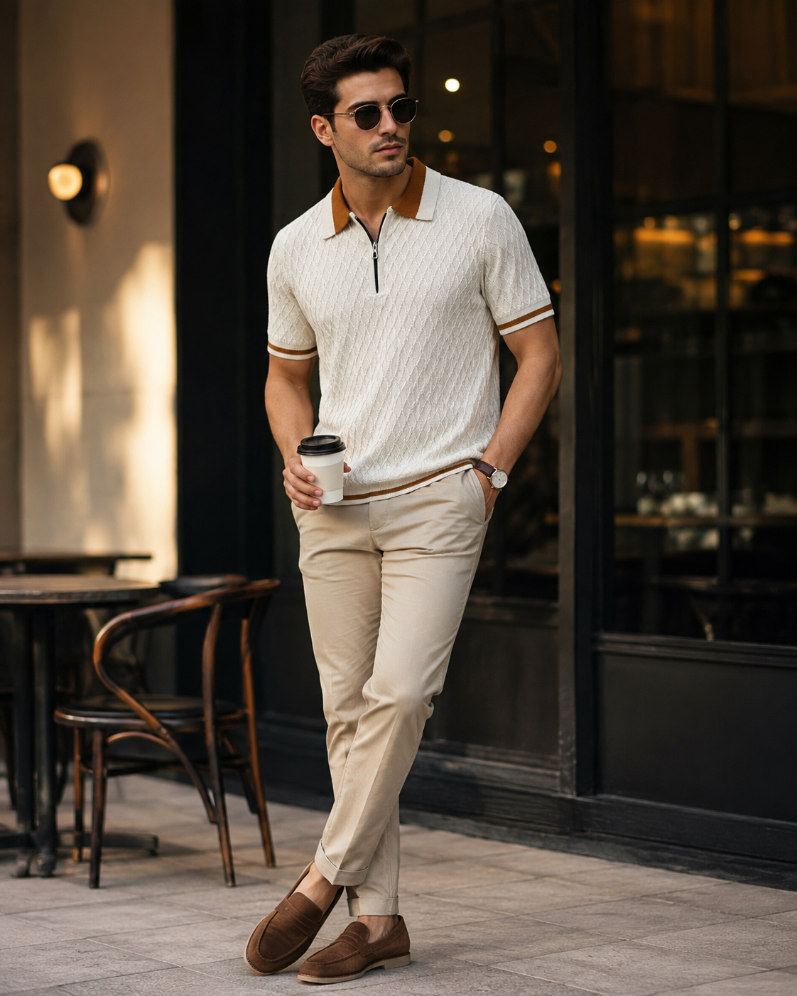 Premium knitted Ivory polo