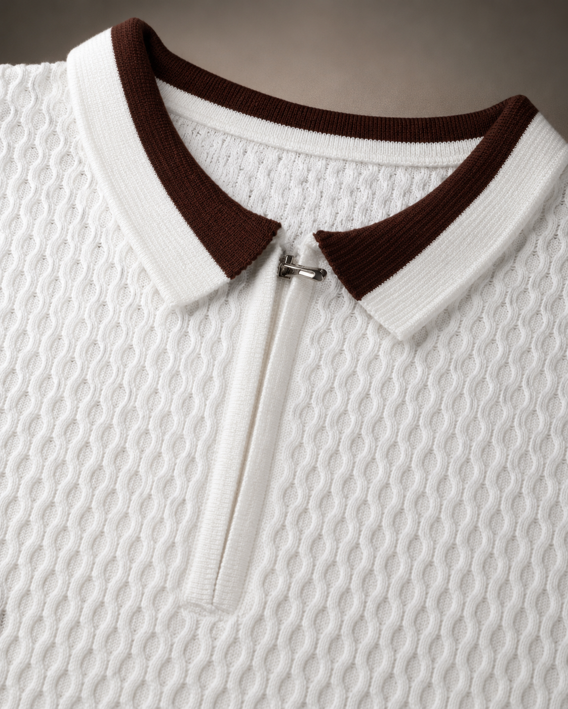 Premium white honeycomb knitted Polo