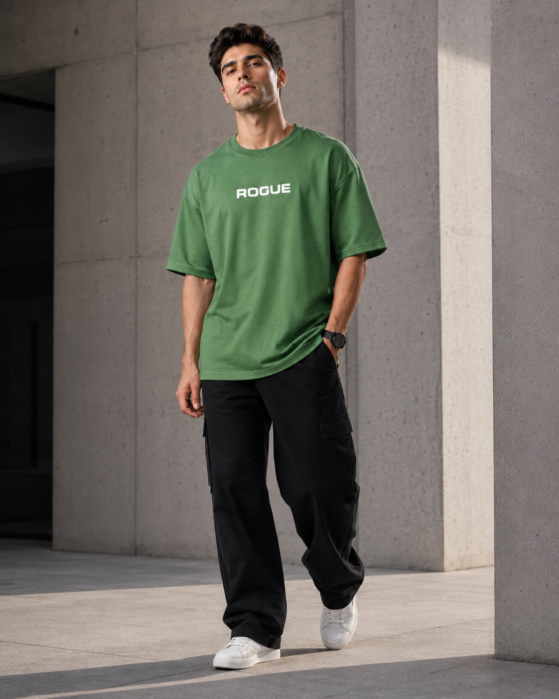 Rogue – Logo Print Green Oversized T-Shirt