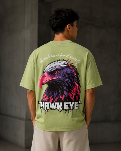 Hawk Eye – Back Graphic Green Oversized T-Shirt