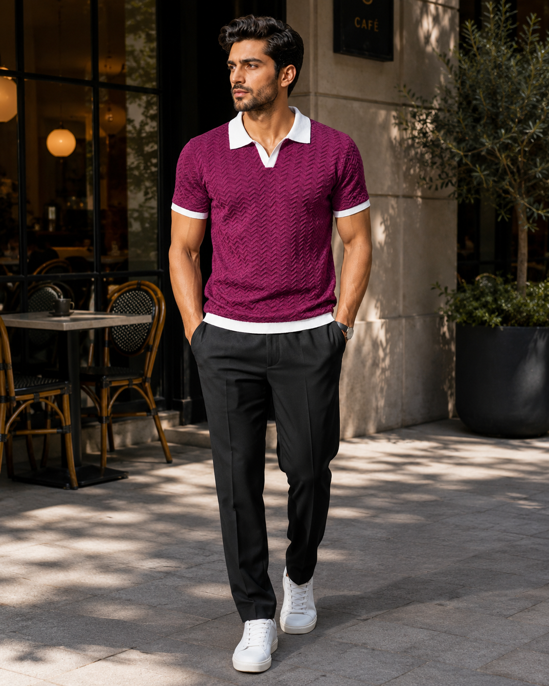 Signature Polo – Merlot Chevron