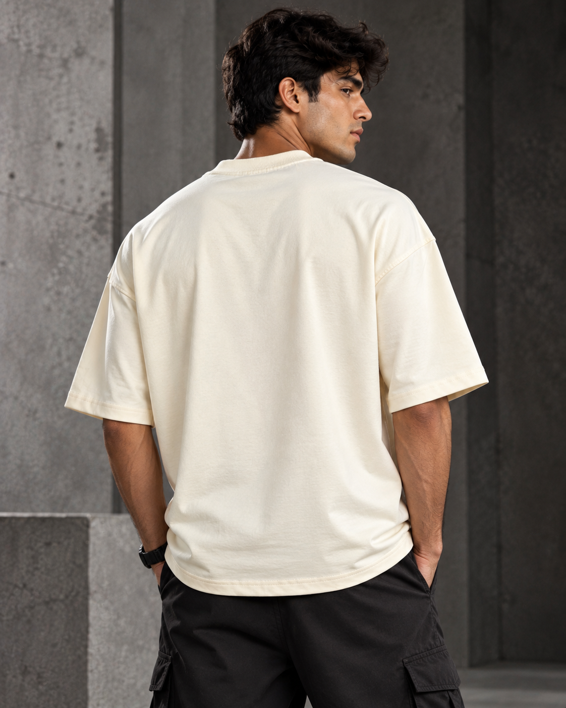 Varsity 07 Ivory – Mesh Detail Oversized T-Shirt