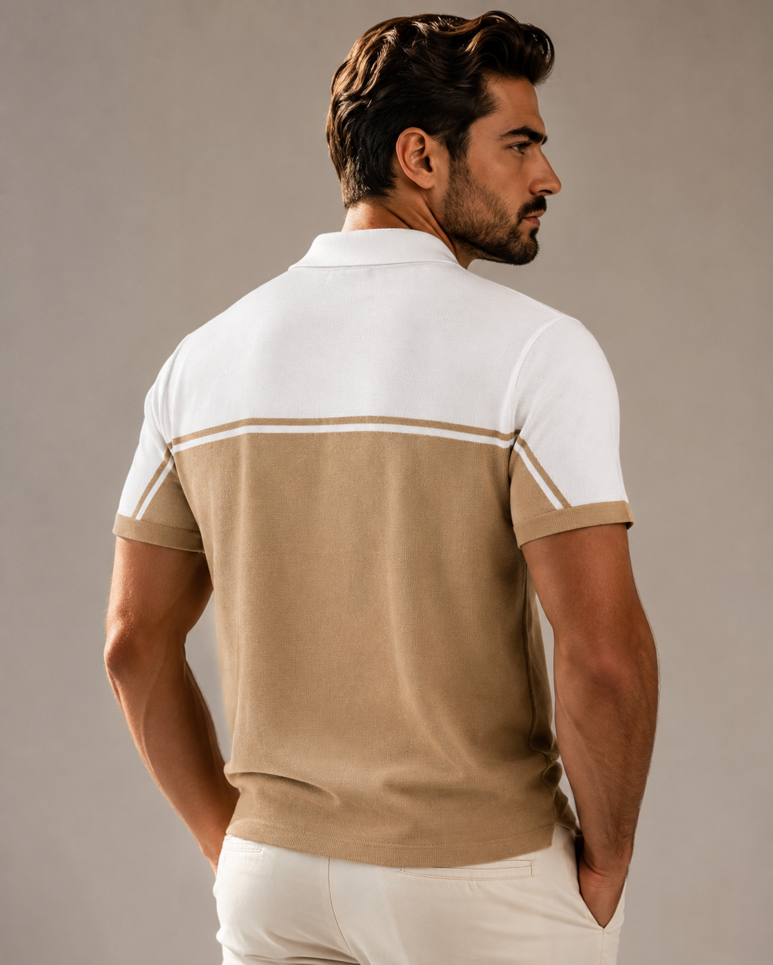 Premium segmented beige polo