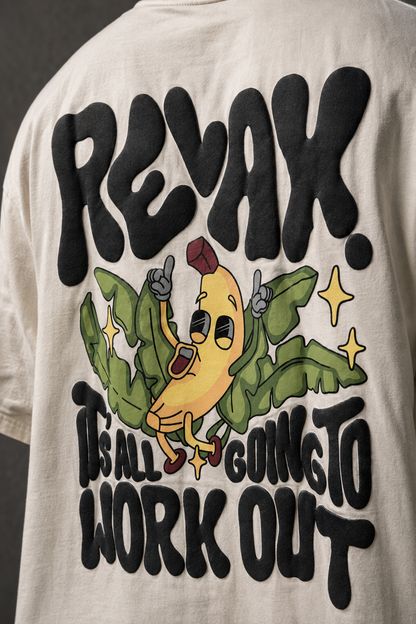 Relax Mode – 3D Puff Print Oversized T-Shirt