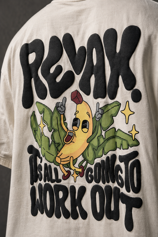 Relax Mode – 3D Puff Print Oversized T-Shirt