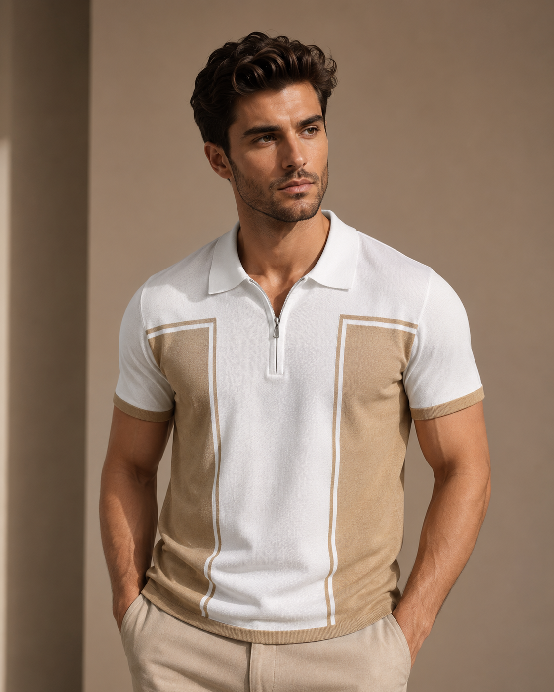 Premium segmented beige polo