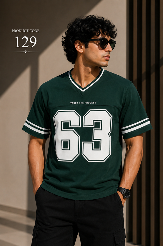Varsity v-neck green tee