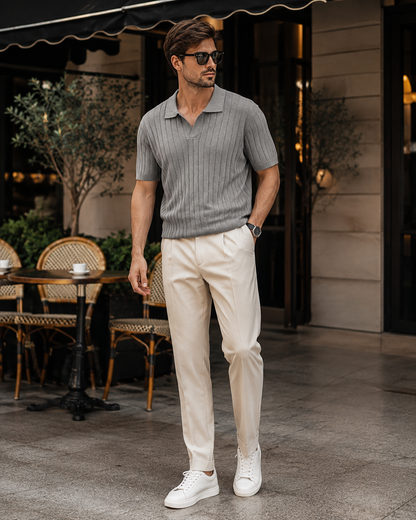 Essential Polo – Slate Grey Rib