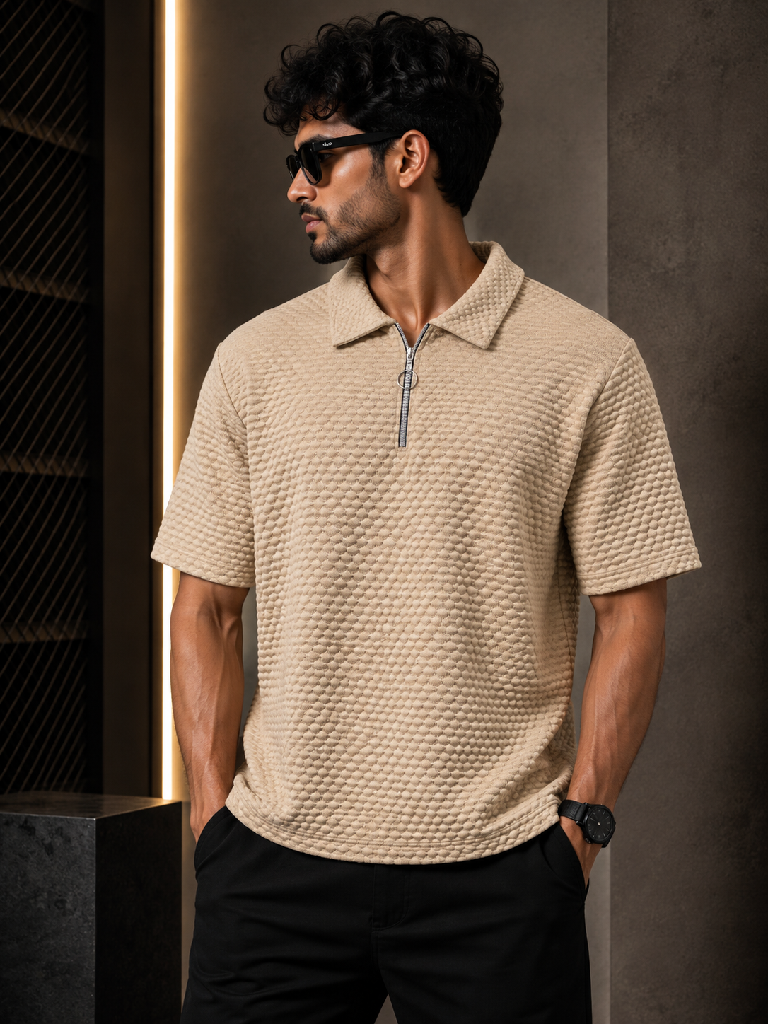 Premium beige plain polo