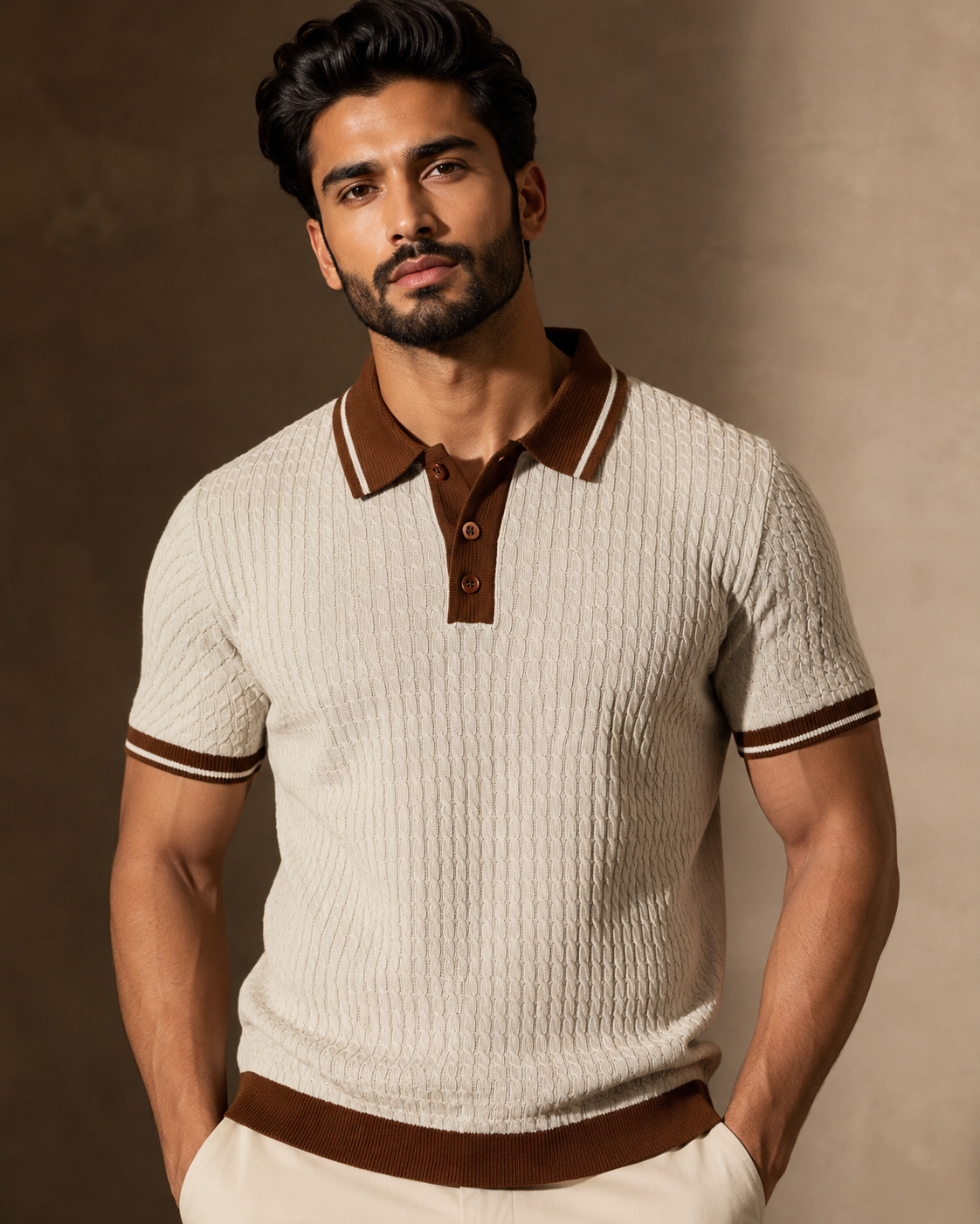 Premium Beige knitted Polo