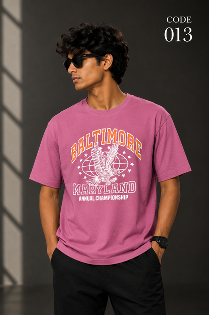 Baltimore Pink – Varsity Graphic Oversized T-Shirt