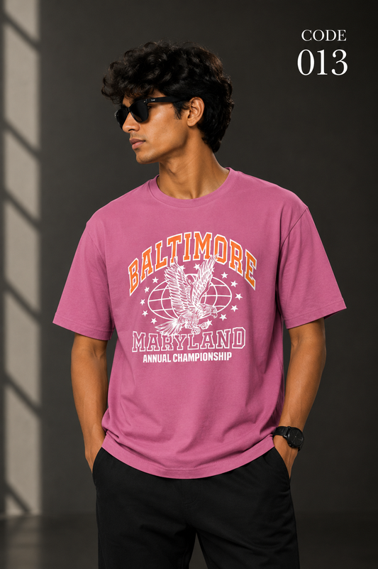 Baltimore Pink – Varsity Graphic Oversized T-Shirt