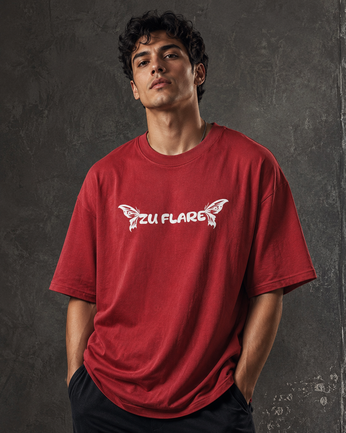 Flare – Back Graphic Red Oversized T-Shirt