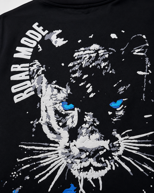 Panther Mode – Back Graphic Black Oversized T-Shirt