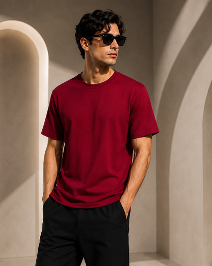 Core 250 GSM Oversized T-Shirt – Vintage Maroon