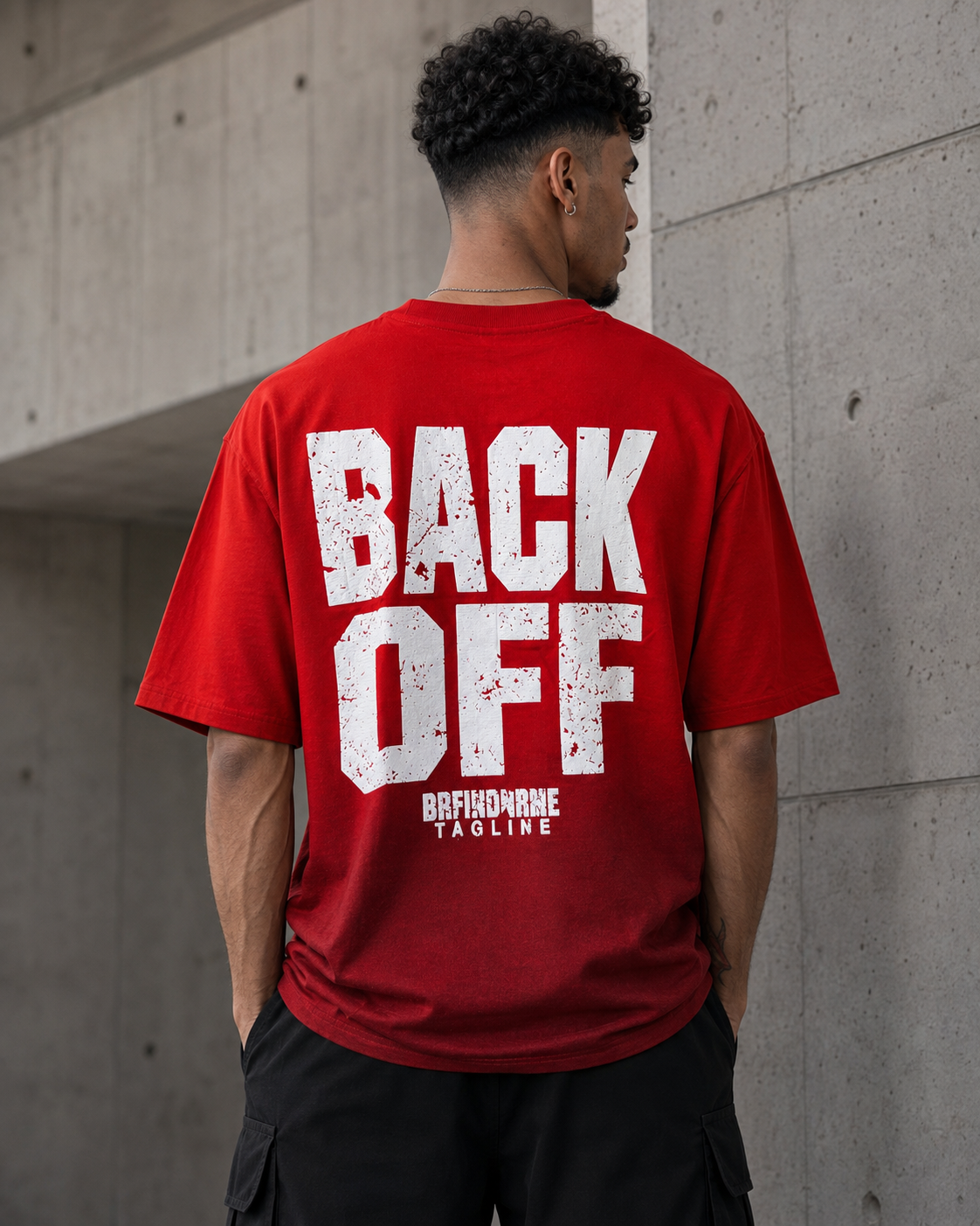 Back Off – Puff Print Red Oversized T-Shirt