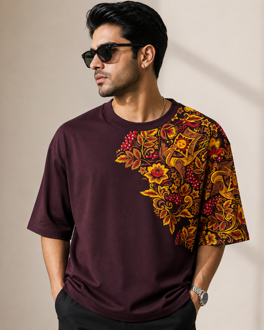 Autumn Bloom – Floral Graphic Oversized T-Shirt