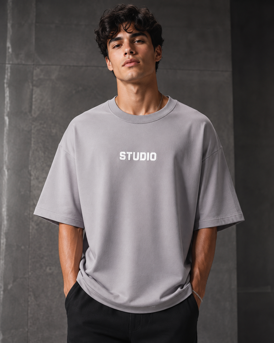 Studio Block – Back Typography Print Oversized T-Shirt