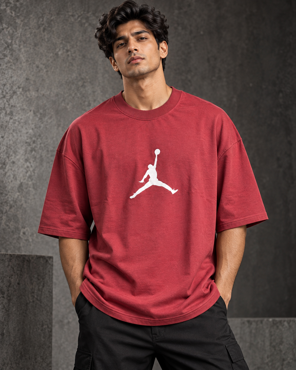 Air Jack Maroon – Back Graphic Oversized T-Shirt