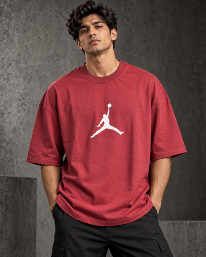 Air Jack Maroon – Back Graphic Oversized T-Shirt