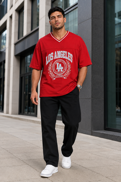 Los Angeles Varsity Red – Sports Print Oversized T-Shirt