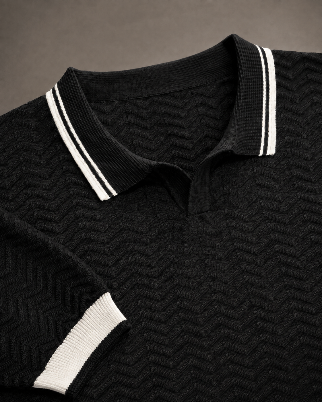 Premium knitted designer black polo