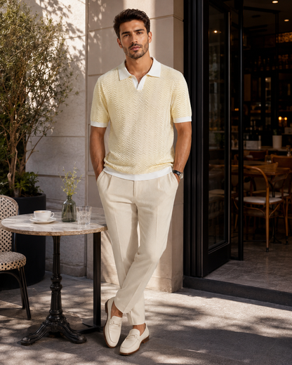 Signature Polo – Champagne Chevron