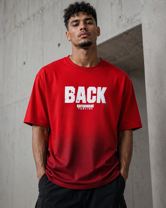 Back Off – Puff Print Red Oversized T-Shirt