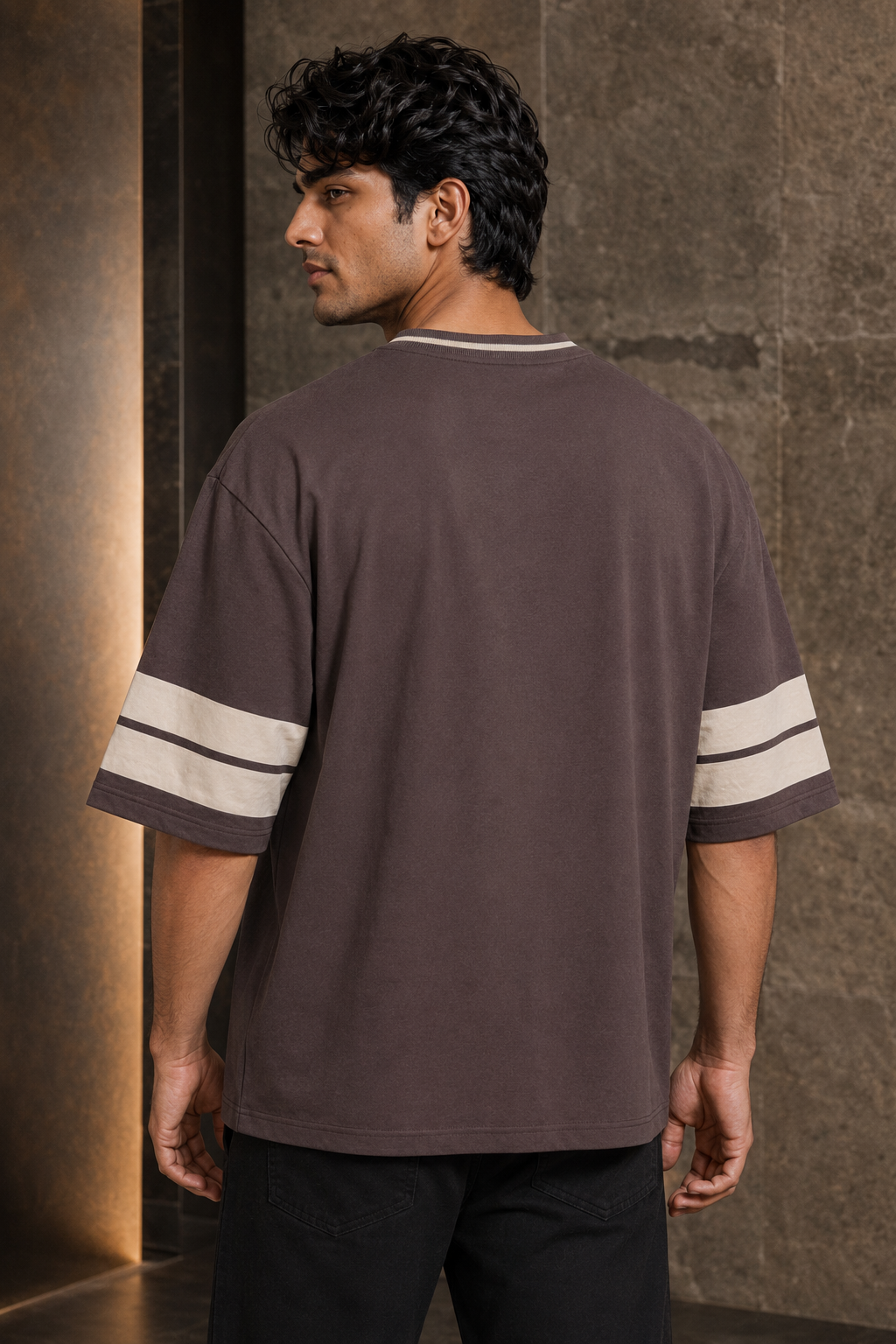 New York Varsity Brown – Sports Print Oversized T-Shirt
