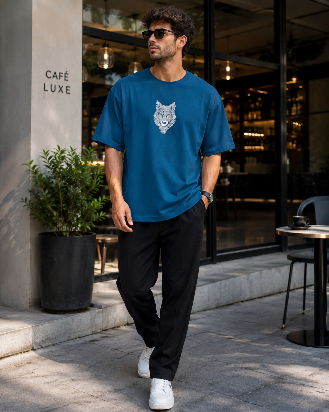 Alpha Wolf – All-Over Graphic Oversized T-Shirt