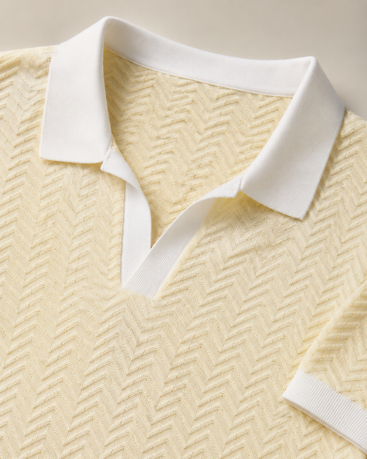 Signature Polo – Champagne Chevron
