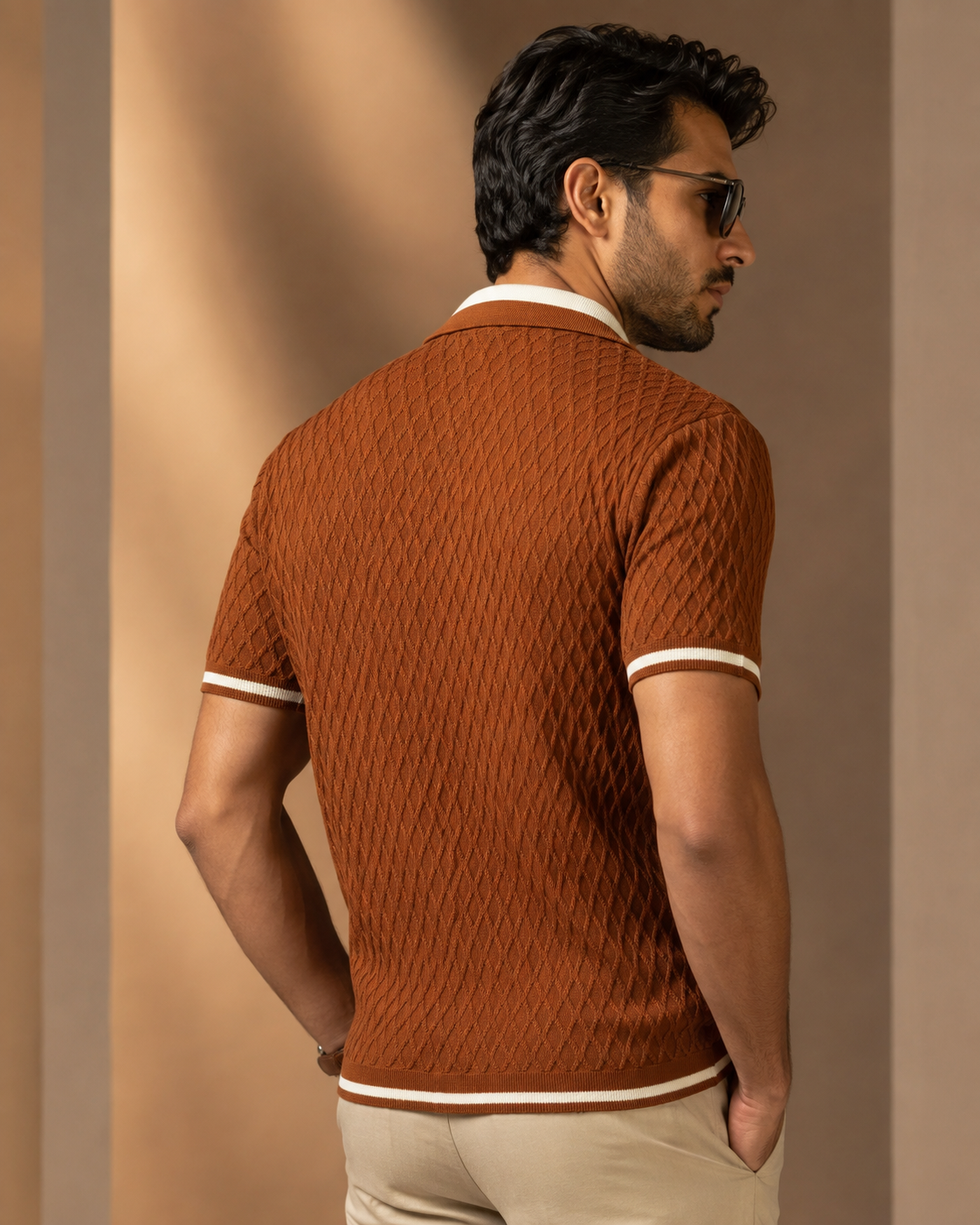 Premium knitted mocha polo