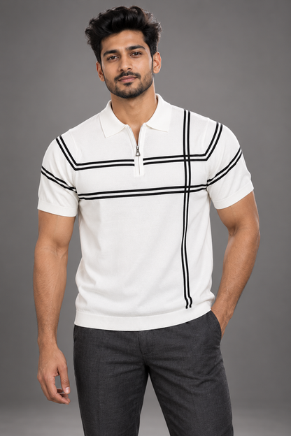 Signature Polo – Ivory Crossline