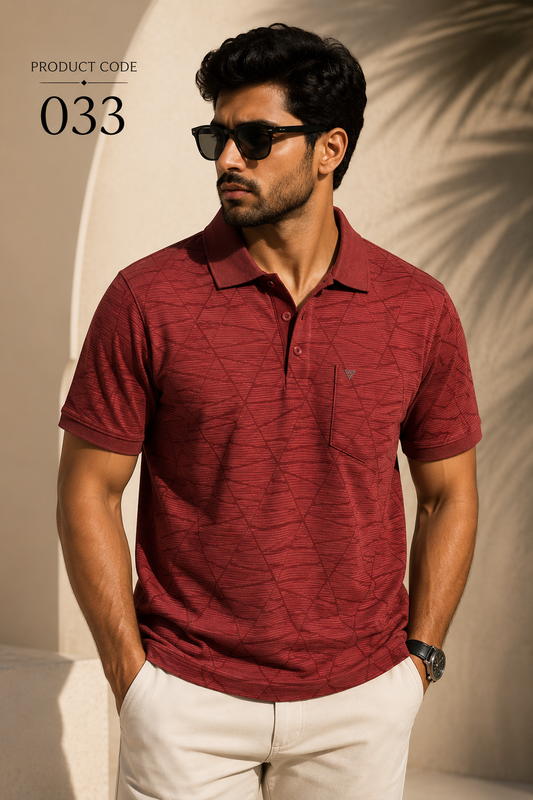 Signature Polo – Garnet Texture