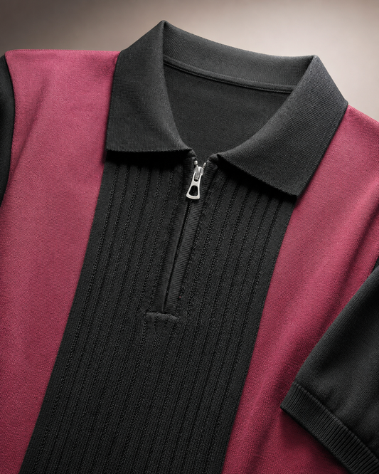 Signature Polo – Noir Berry Block