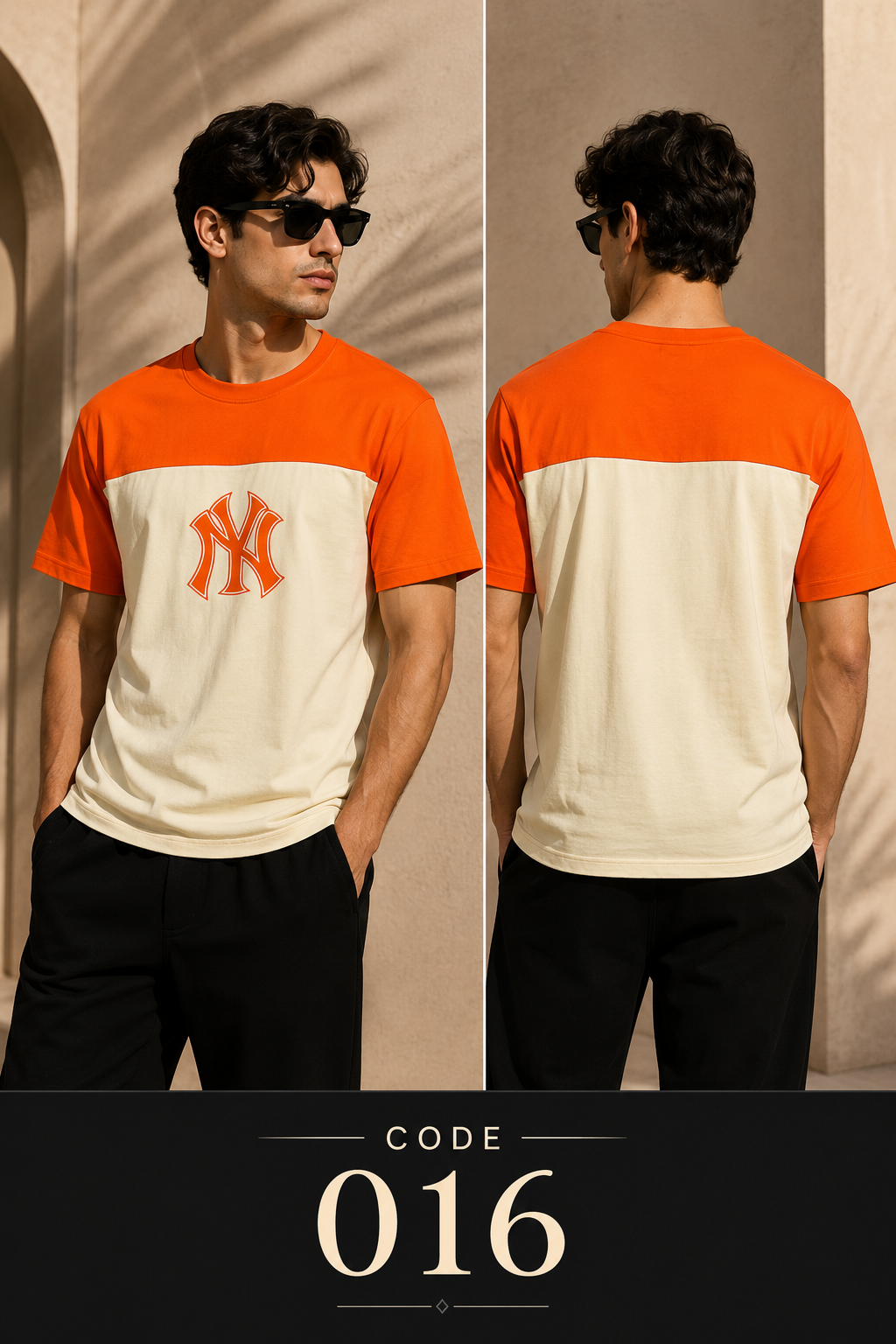 Orange x beige tee (dual tone look)