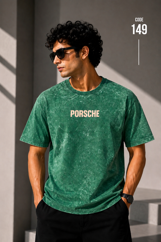 Acid wash porsche green tee