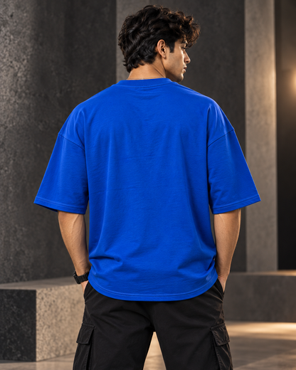 Varsity 07 Royal Blue – Mesh Detail Oversized T-Shirt