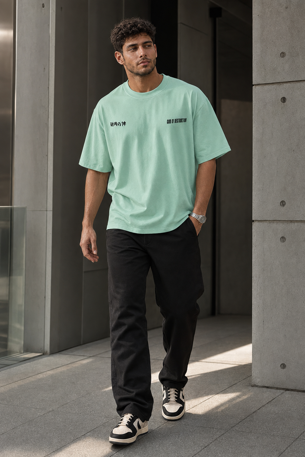 Anime Destructor – Graphic Print Oversized T-Shirt