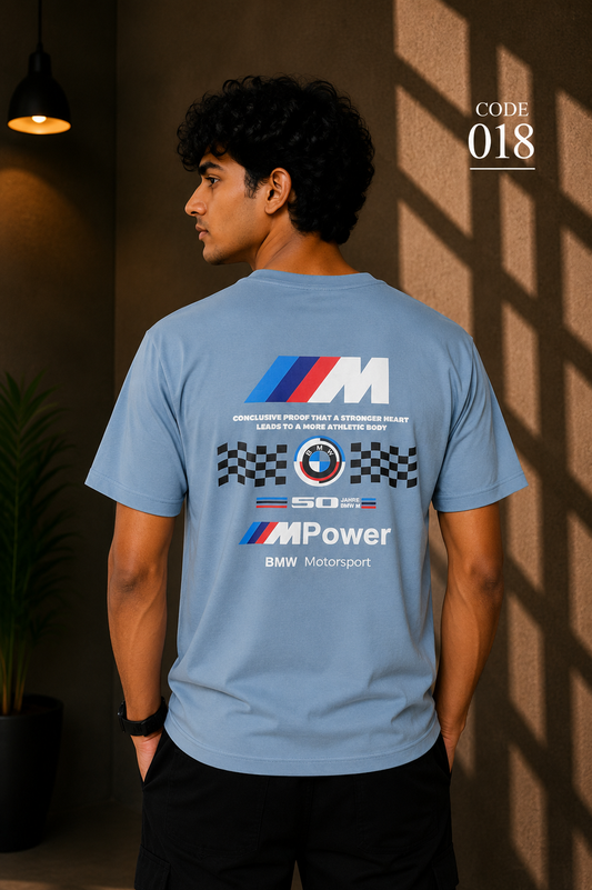 M Power Sky Blue – Racing Graphic Regular-Fit T-Shirt
