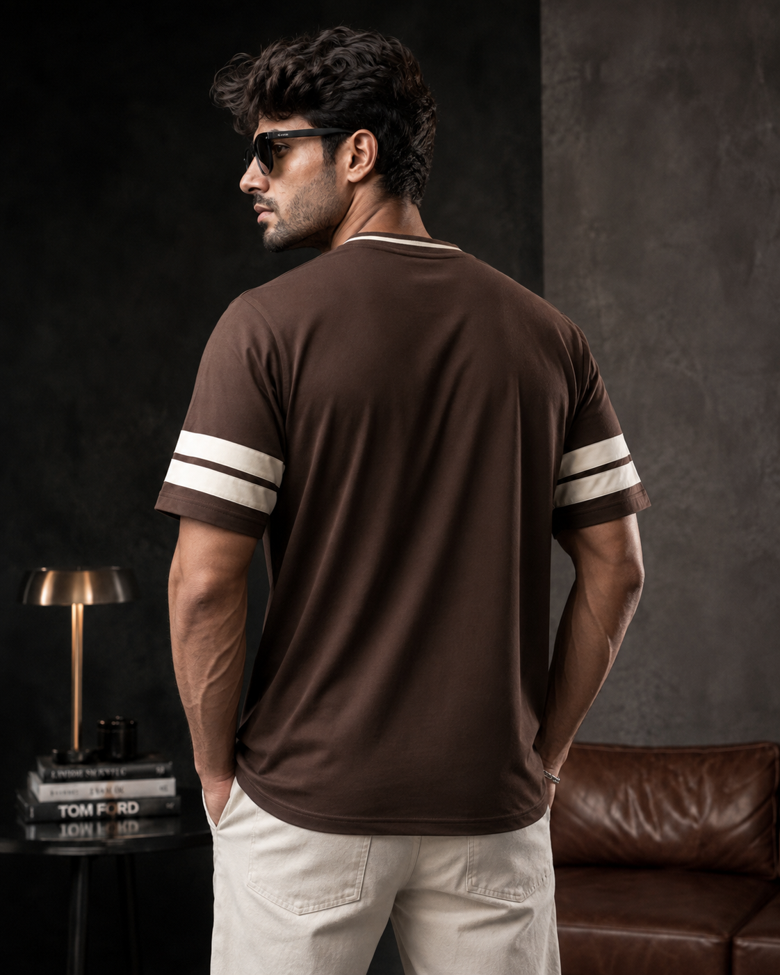 Varsity v-necks brown tee